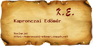 Kapronczai Edömér névjegykártya